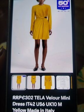Tela Mustard Velour Long-Sleeve Mini Dress